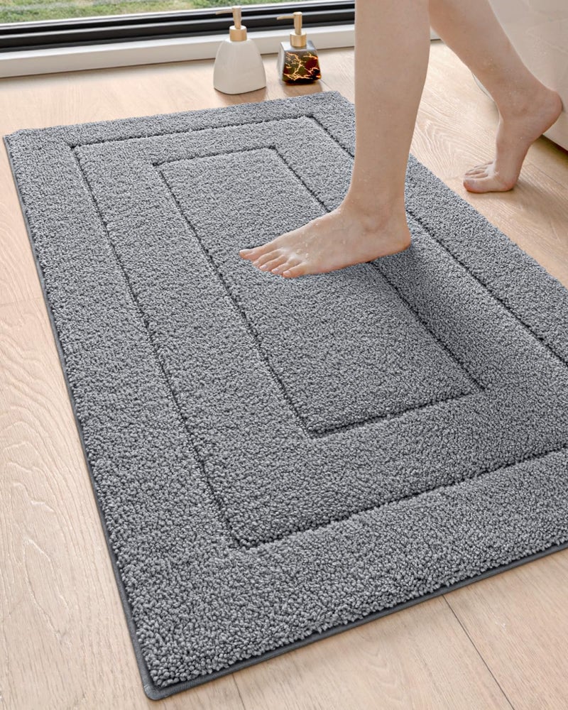DEXI Bathroom Rug 43x24, Non Slip Washable Bath Mat for Shower Floor, Extra Large Absorbent Soft Bathmat with Rubber Backing, Quick Dry Microfiber Carpet, Grey - Image 1